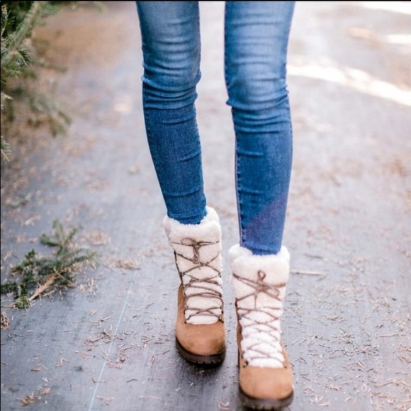 fraser shearling and suede combat booties